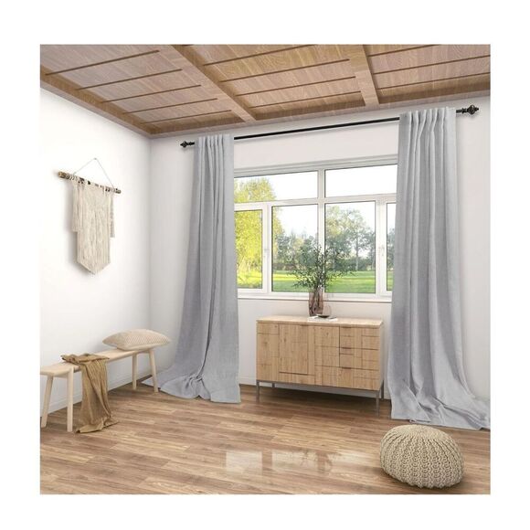 NEW Dove Gray Curtains 2 Panels Set Tab Top Light Filtering Linen Blend 52x84L - Picture 6 of 7